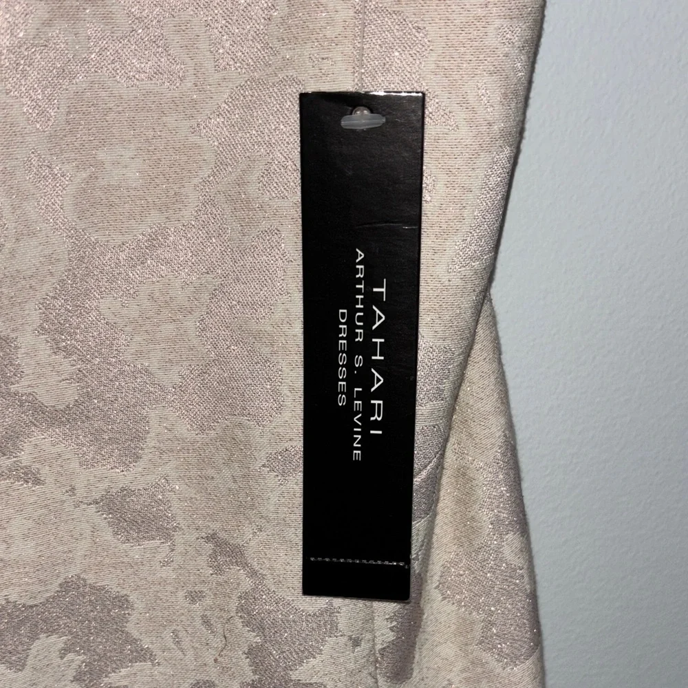 Tahari ASL Blush Jacquard Sheath Dress with Shoulder Bow - Picture 2 of 11